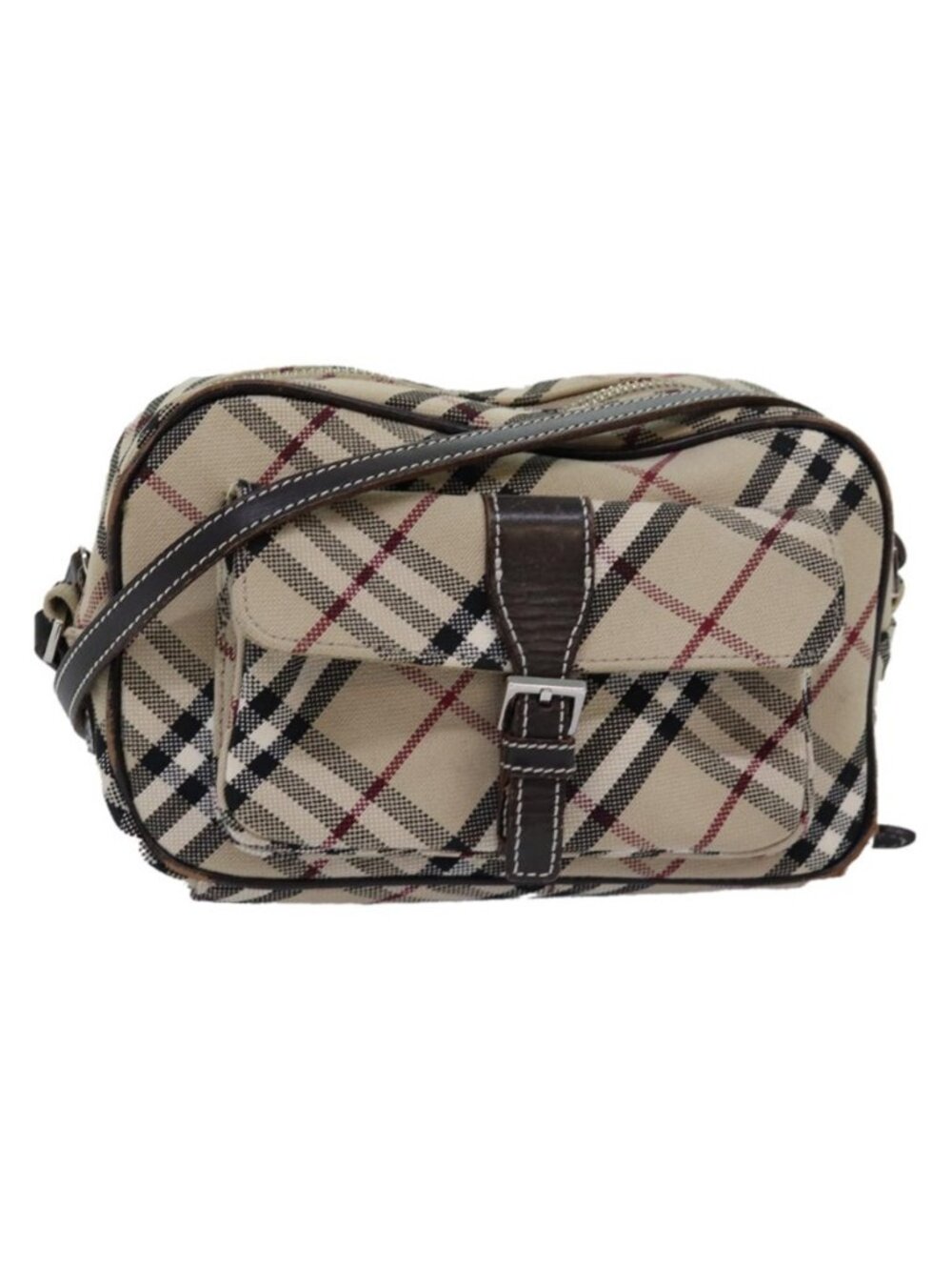 Authentic BURBERRY Nova Check Blue Label Shoulder Bag Canvas Beige Brown